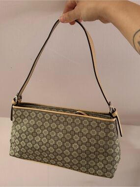 Vintage Nine West Shoulder Bag in Olive/Beige baguette shoulder bag